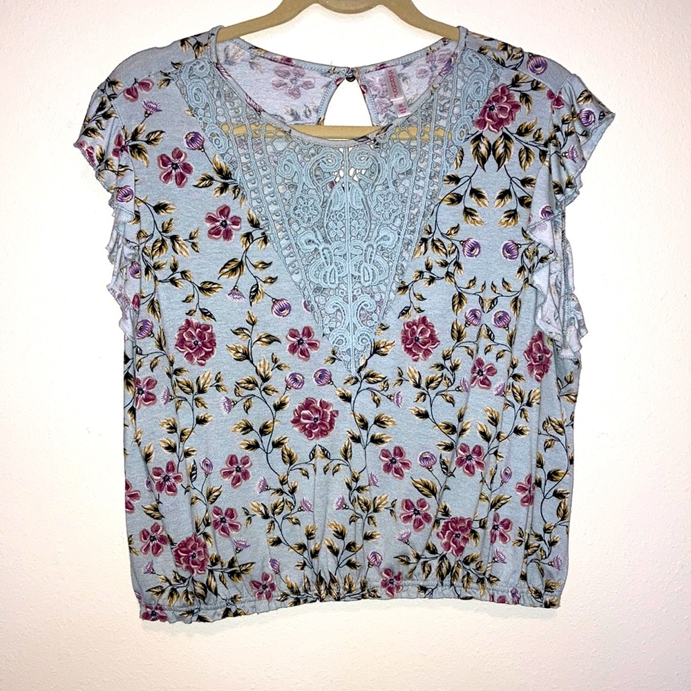 Light blue floral crop top XL